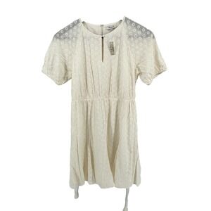 Madewell Women's White Eyelet Embroidered Mini Dress Size 2 Boho Cottagecore